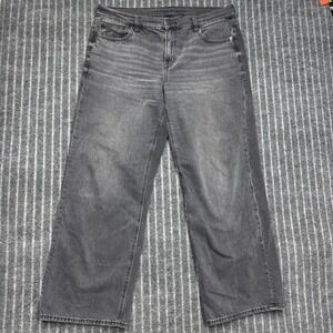American Eagle Womens 10 Black Strigid Wide Leg High Rise Jeans (2403)